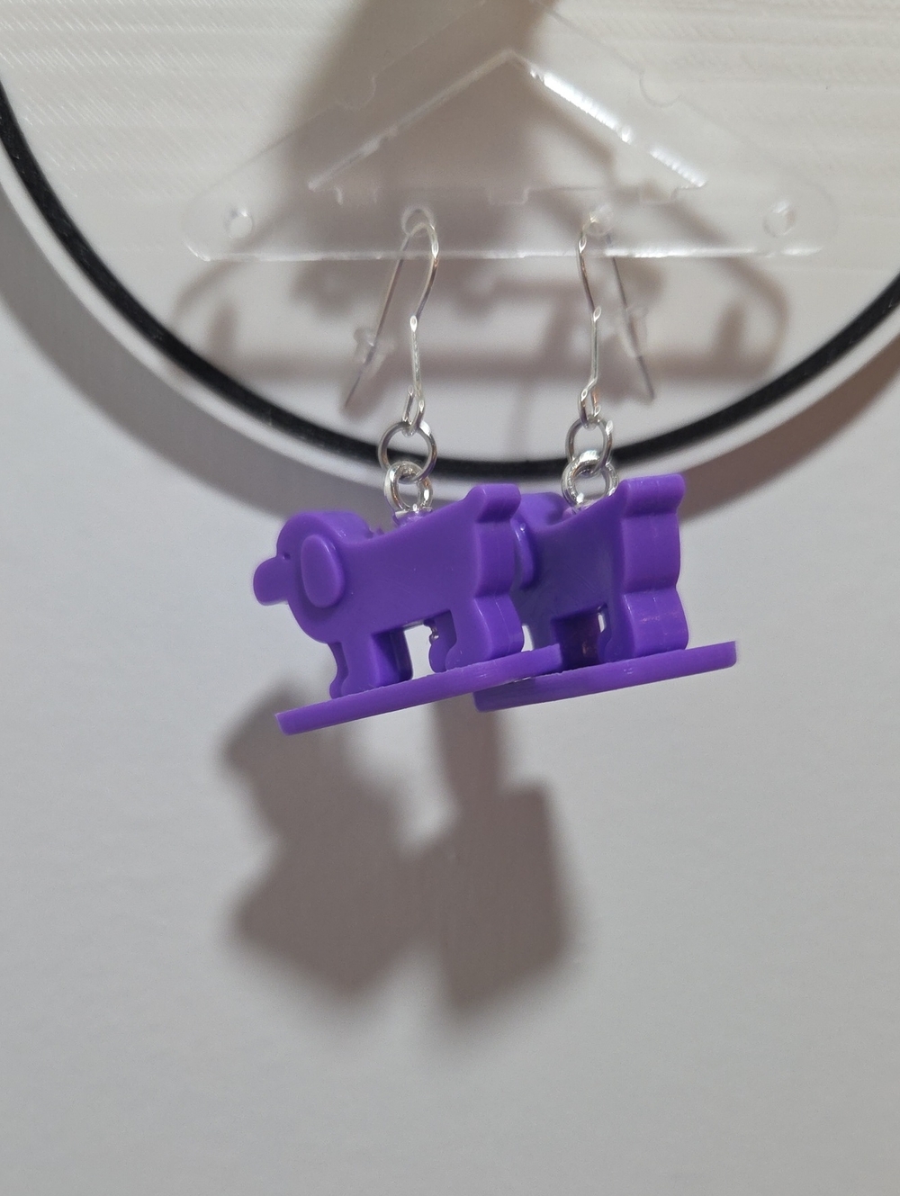 Purple Dog Dangle Earrings